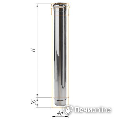 Дымоход Феррум Дымоход нержавейка 08 d-115 L=1м в Серове