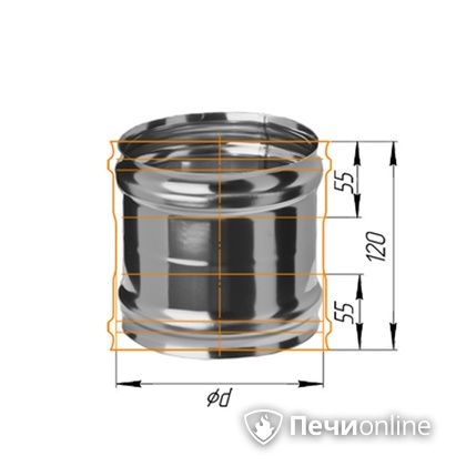 Дымоход Феррум Адаптер ММ для печи нержавеющий 08 d-120 в Серове