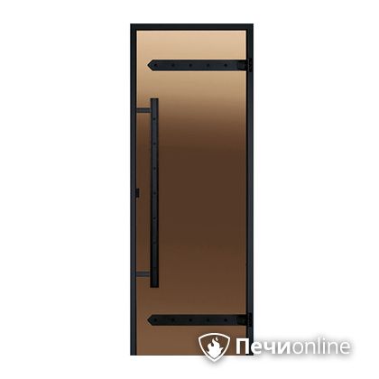 Дверь для бани Harvia Стеклянная дверь для сауны LEGEND 7/19 черная коробка сосна бронза  D71901МL в Серове
